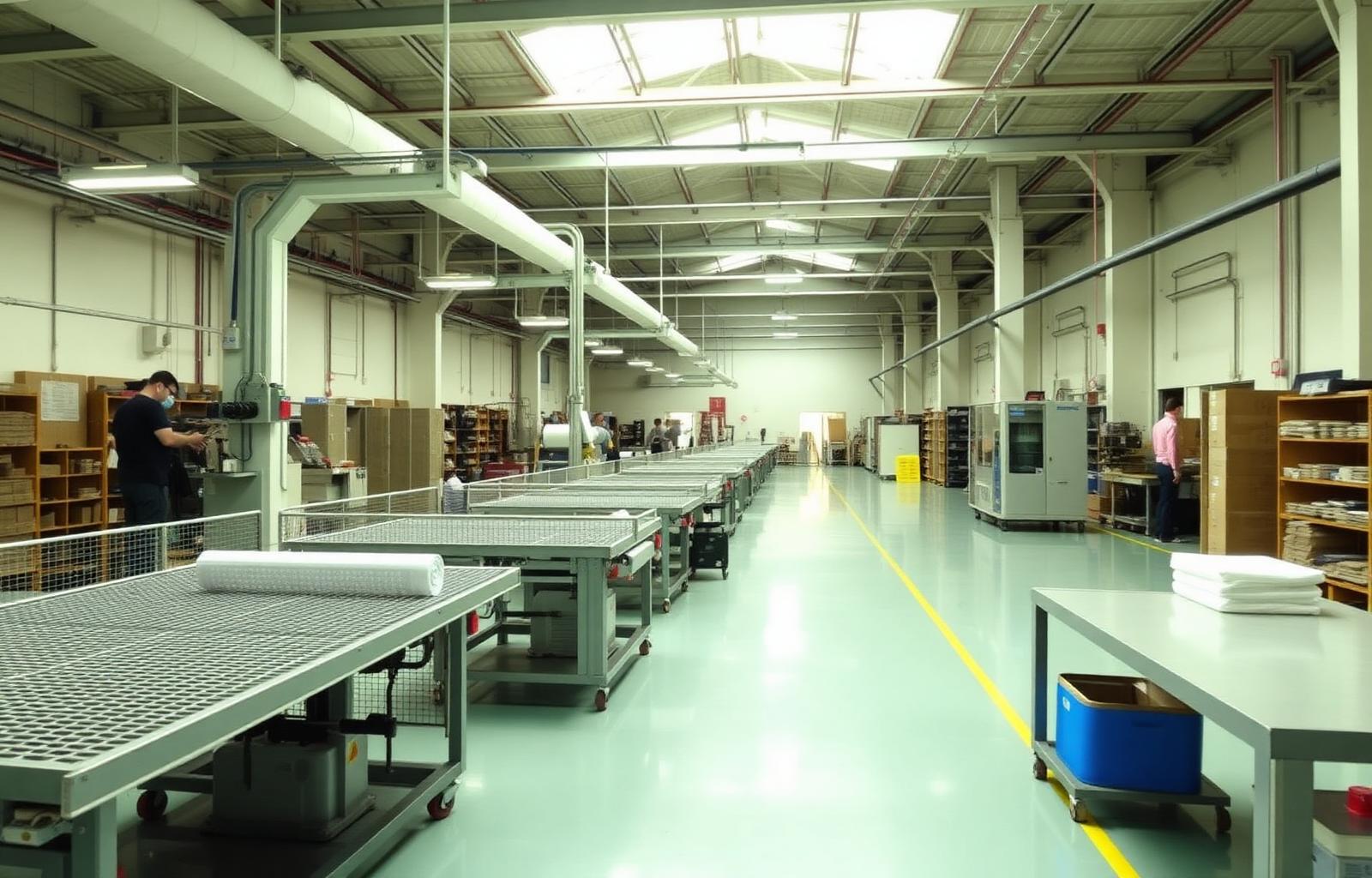 RAS production workshop — nickel mesh weaving and quality inspection